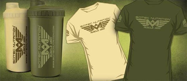 Scitec Nutrition Muscle Army shirts and shakers