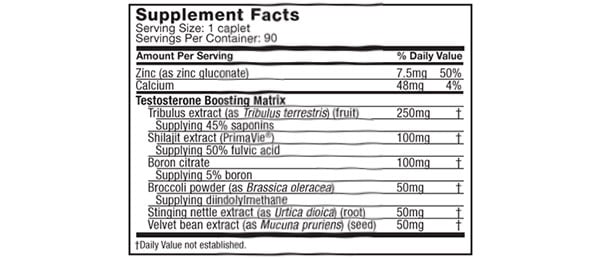 Muscletech Test HD facts panel