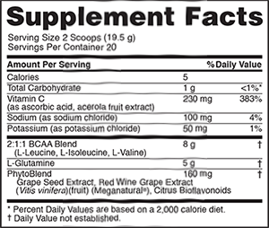 Optimum Nutrition Pro Series Pro BCAA facts panel