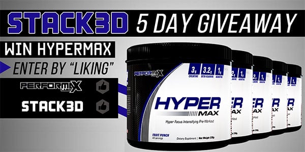 Be in to win one of five bottles of Performax Lab's pre-workout HyperMax