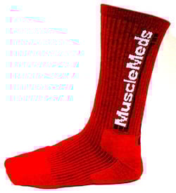 MuscleMeds launch their red custom branded socks