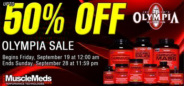 MuscleMeds half price Olympia sale going through to Sunday