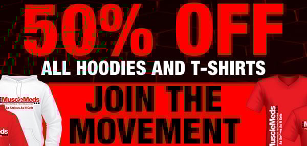 Get 50% off all MuscleMeds hoodies and tees