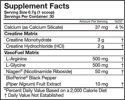 creatine black facts panel