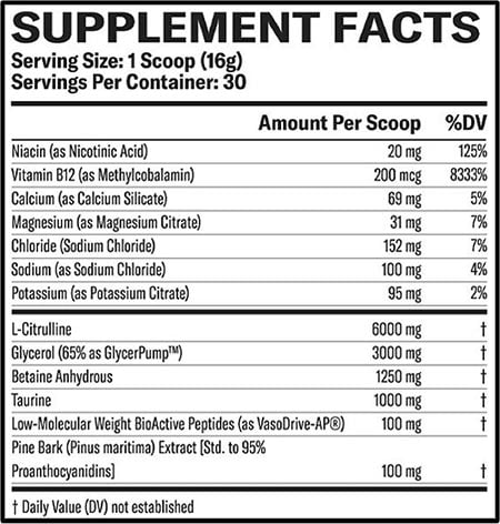 Chimera Nutrition Pump Label