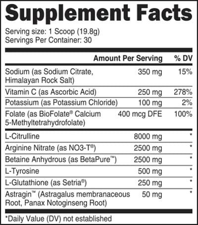 Transparent Labs Pump Label