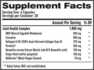 1 Up Nutrition Joint Health Plus Label