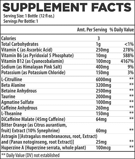 Raw Nutrition Thavage Pre Workout Rtd Label