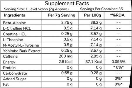 Superlite Smash Pre Workout Label