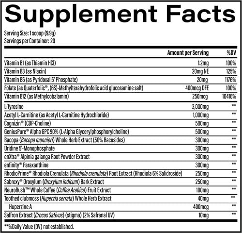 Infinis Nutrition Nootropic Label