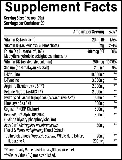 Infinis Nutrition Ultra Pump Label
