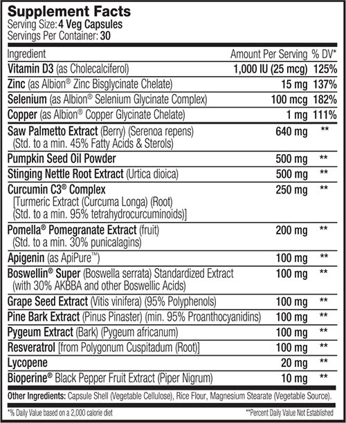 Sns Prostate Health Xt Label