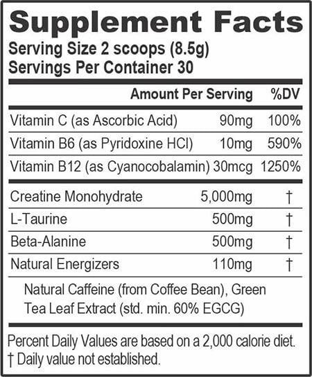 Evl Creatine Energy Label