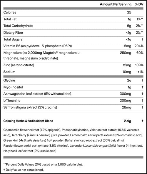 Ag1 Agz Nighttime Supplement Label