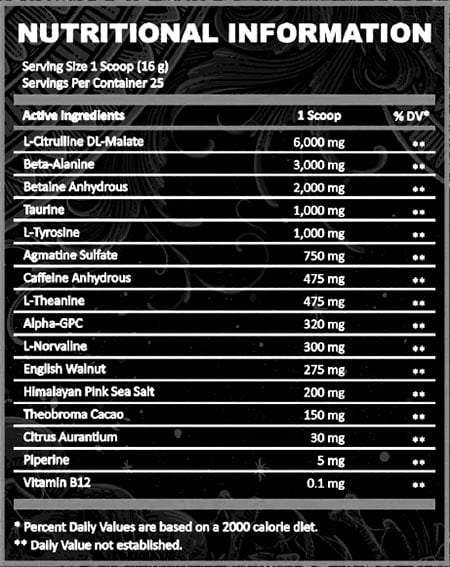 Golden Order Nutrition Medusa Pre Workout Label