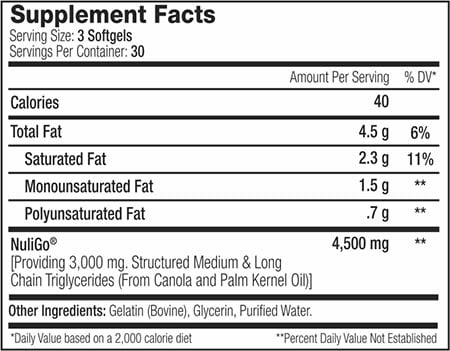 Serious Nutrition Solutions Nuligoxt Label