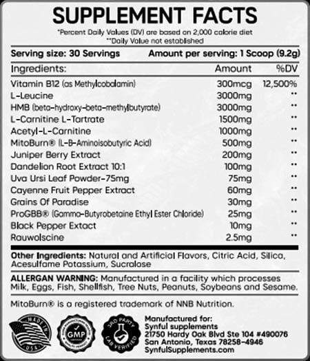 Synful Supplements Thermo Syn Label
