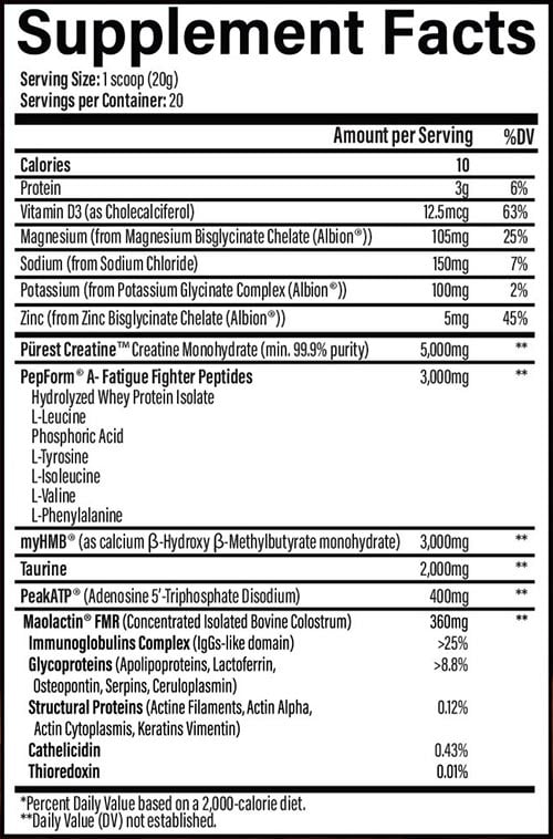 Infinis Nutrition Recovery Peptide Label