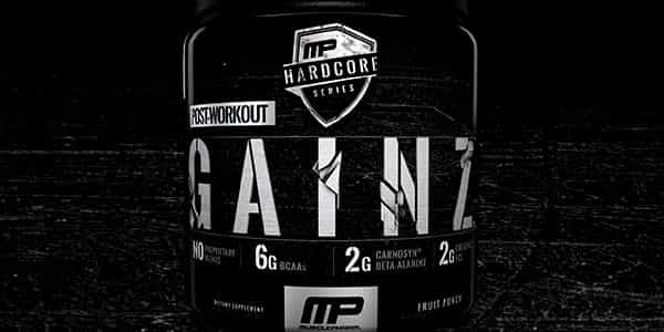 Bottle highlights mostly all that's in Muscle Pharm's Hardcore Series Gainz Bottle highlights mostly all that's in Muscle Pharm's Hardcore Series Gainz