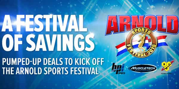 Celebrate the Arnold with Bodybuilding.com and save on four big name brands Celebrate the Arnold with Bodybuilding.com and save on four big name brands