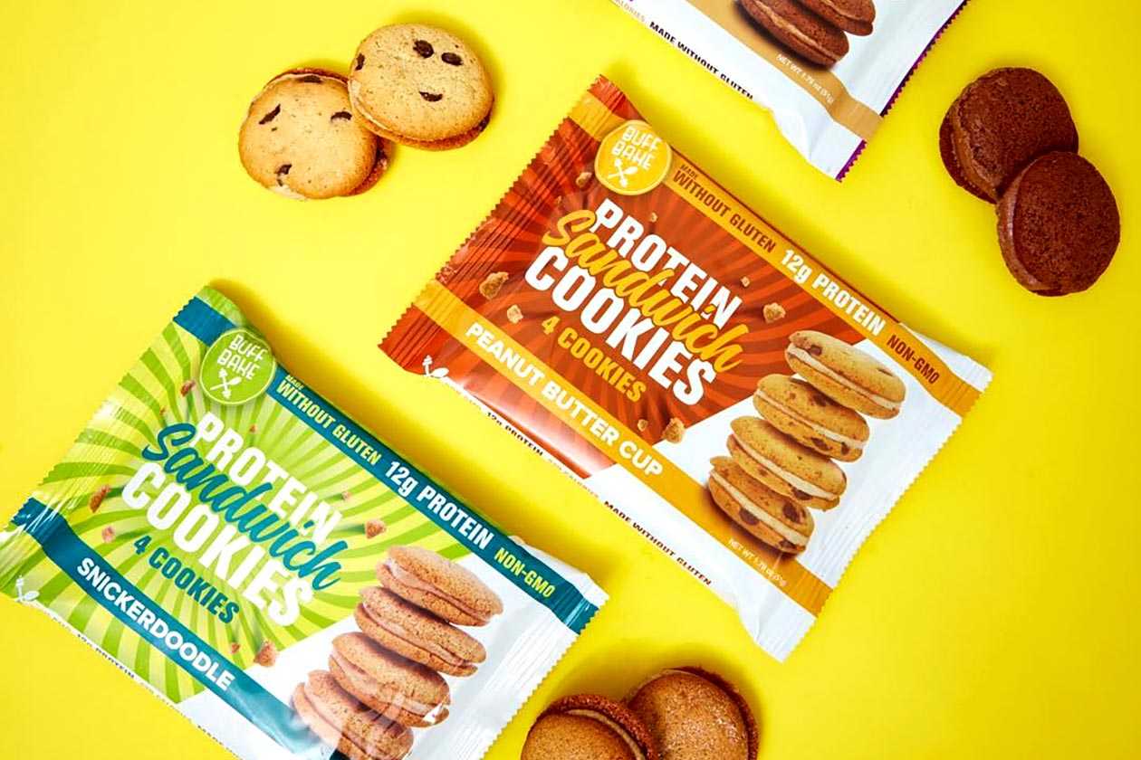 Get a box of each flavor of Buff Bake's Sandwich Cookies and save Stack3d