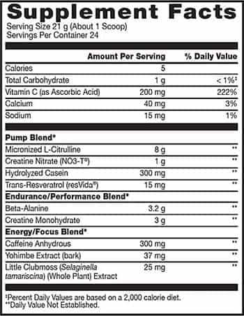 No xplode nutrition facts