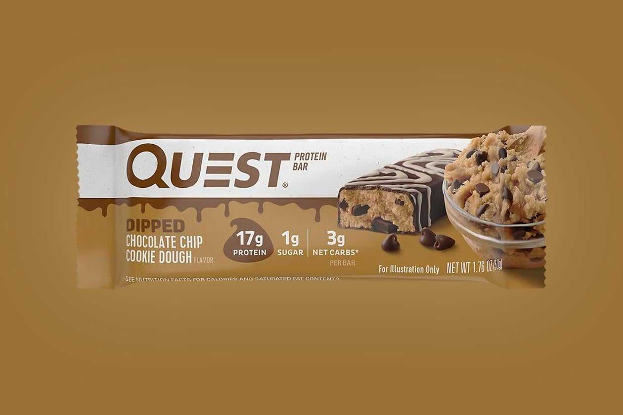 Delicious and Dipped Chocolate Chip Cookie Dough Quest Bar