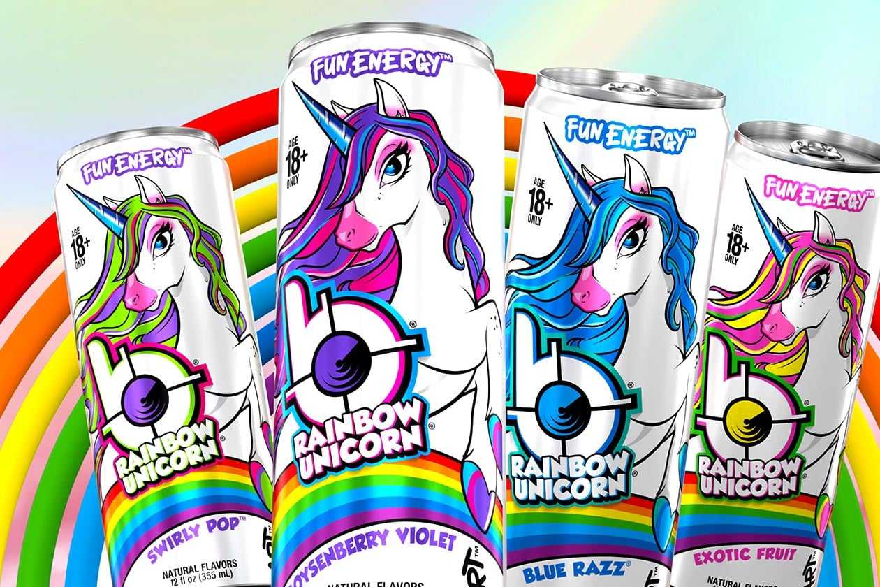 Colorful Rainbow Unicorn Energy drink from the maker of Bang Energy