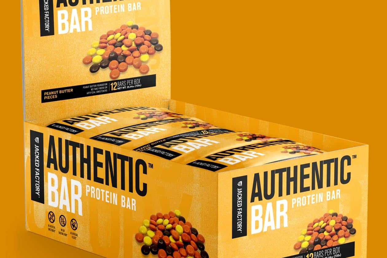 Jacked Factory's candyfilled Peanut Butter Pieces Authentic Bar
