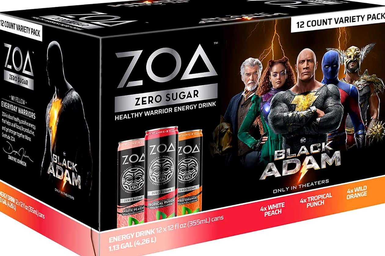 ZOA Energy's Black Adam edition 12oz variety pack at Costco