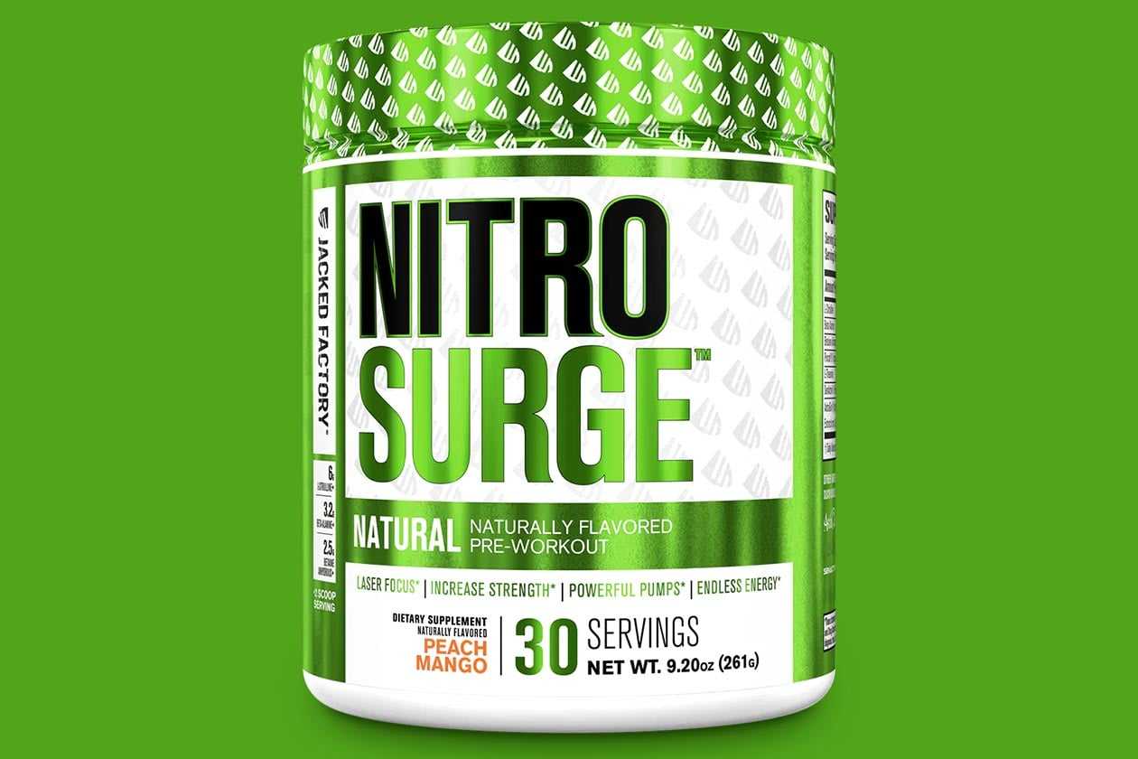 Jacked Factory's completely natural NitroSurge Natural preworkout