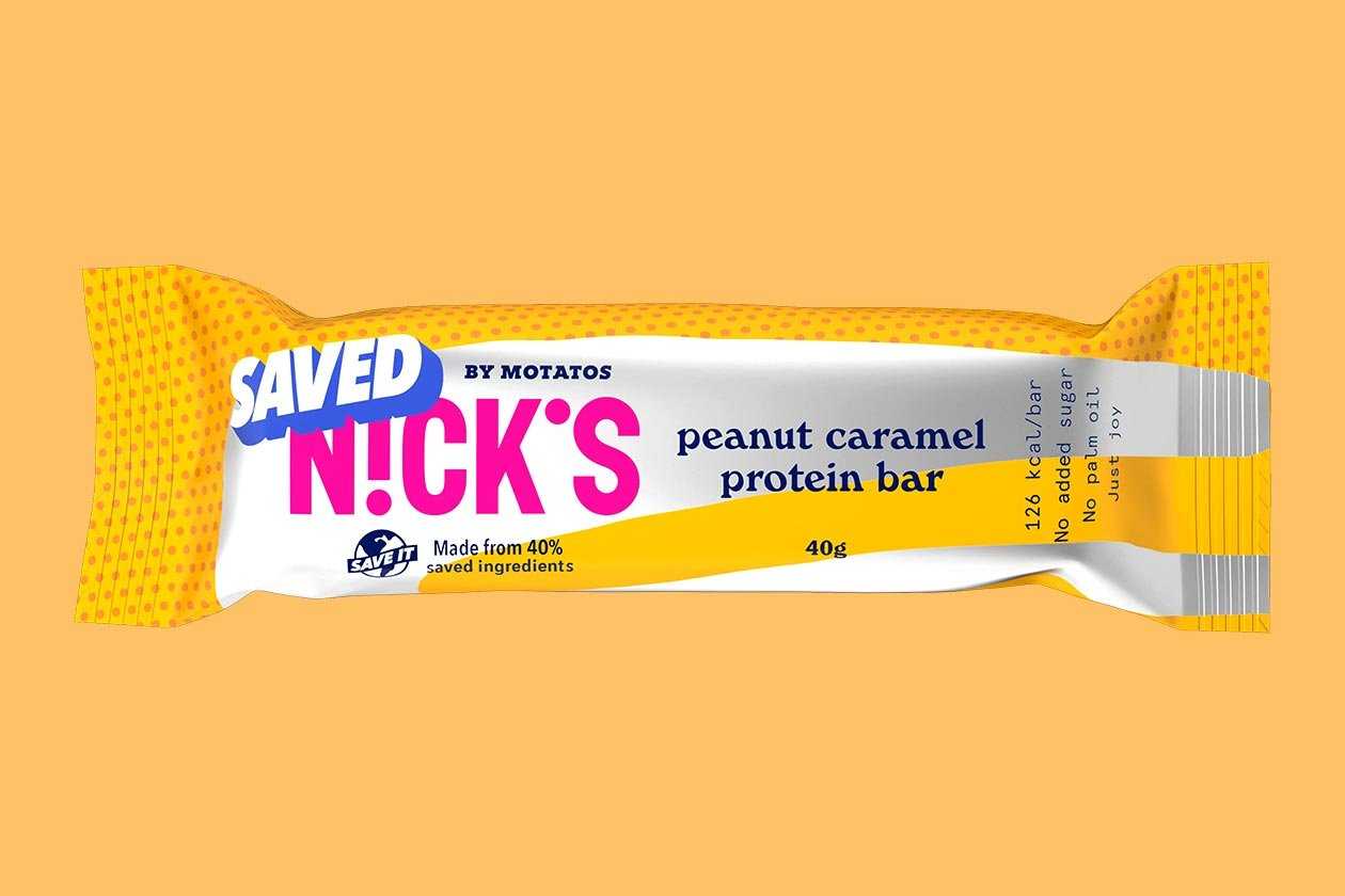 Nick's and Saved Peanut Caramel Protein Bar made from leftovers