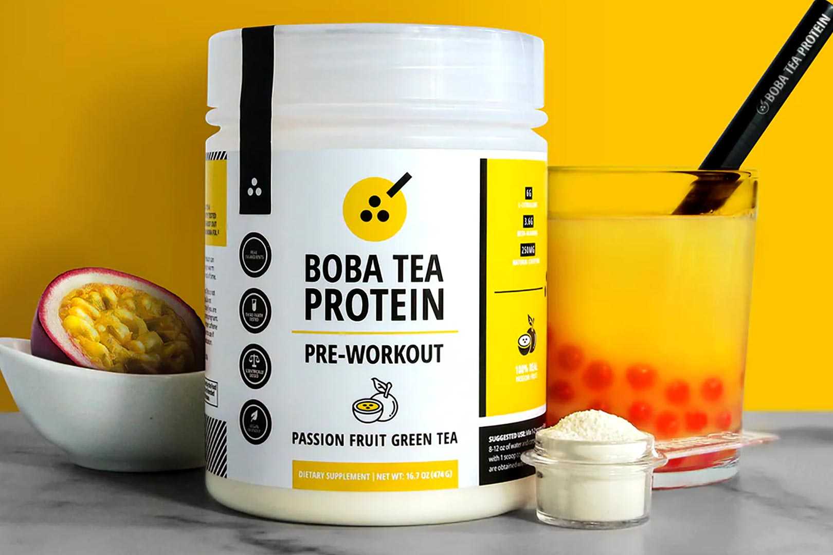 Boba Tea Protein Passion Fruit Green Tea Pre Workout