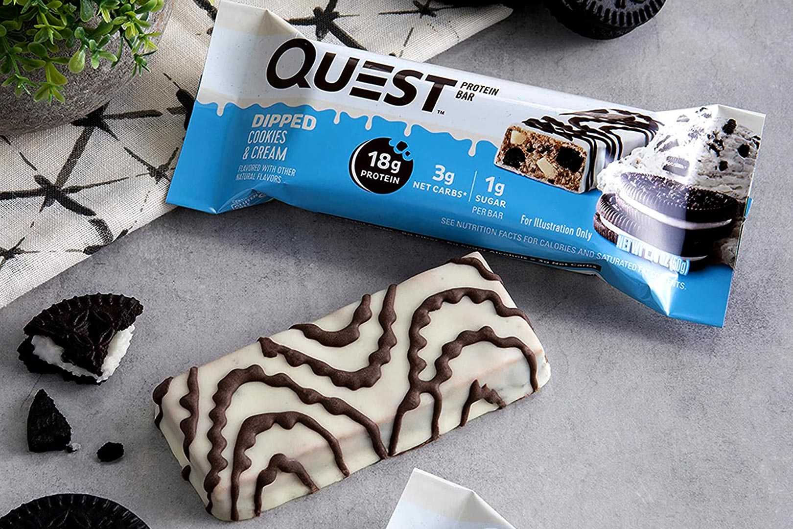 Dipped Cookies And Cream Quest Protein Bar