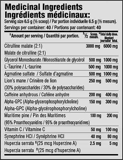 Mammoth Shock Pre Workout Label