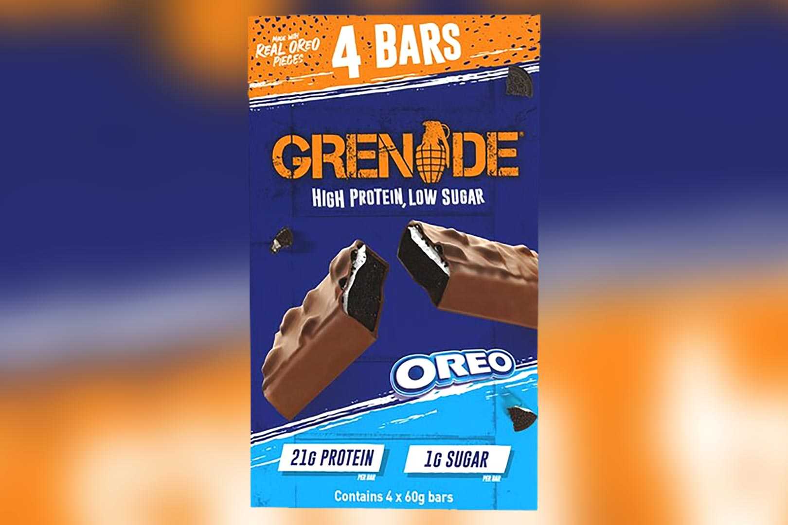 Oreo Grenade Protein Bar available at Tesco in an exclusive 4-pack