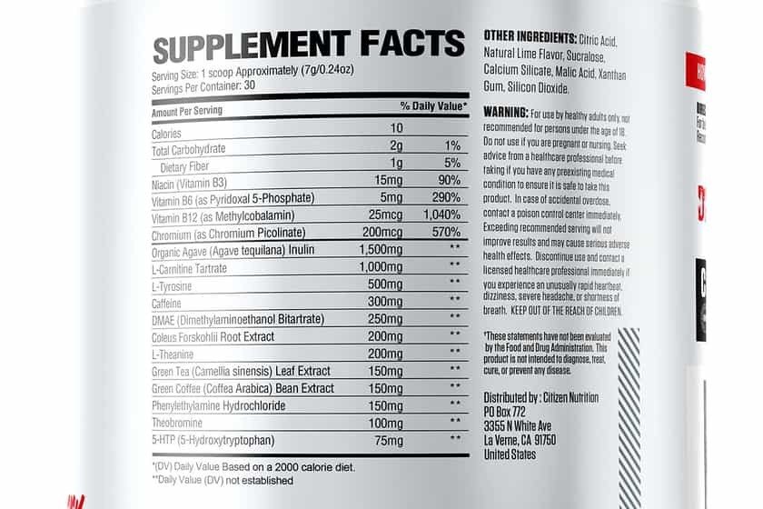 citizen nutrition energy x burn