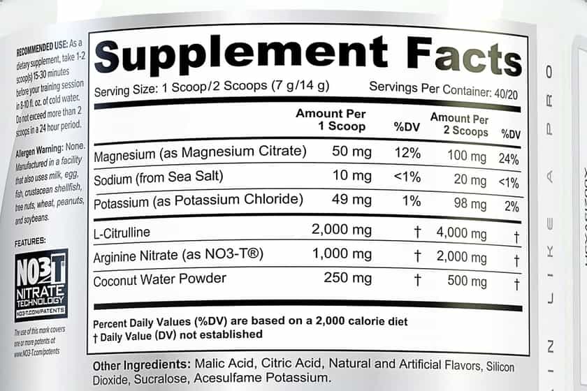 Cutler Nutrition Amplify 2 Label