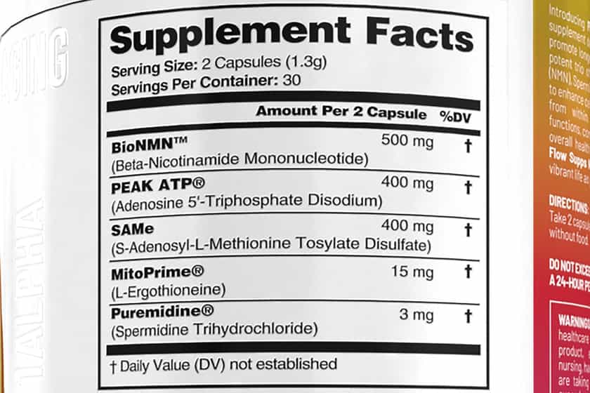 Flow Supplements Nmn Plus Label