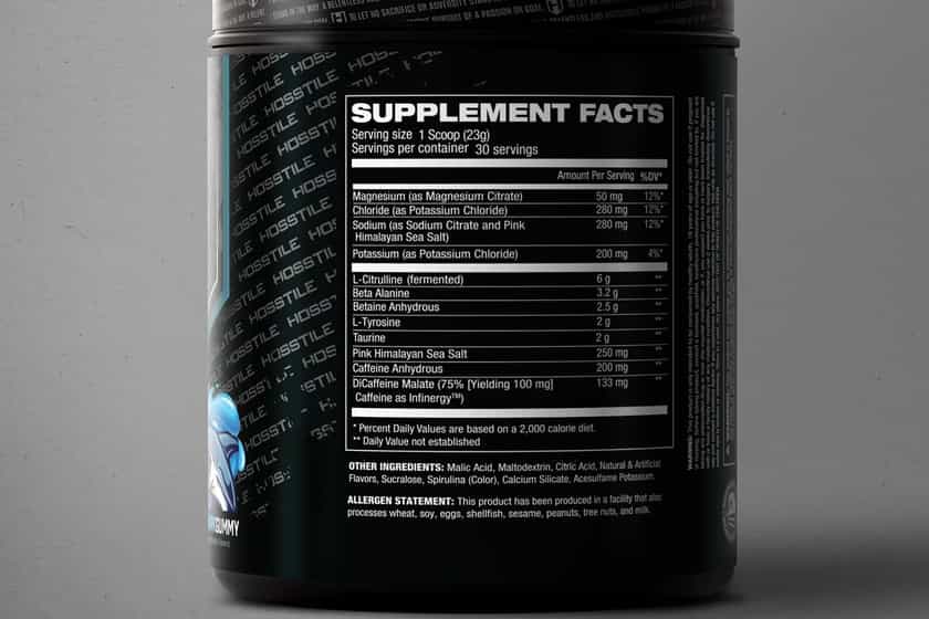 Hosstile Hosstility Foundation Pre Workout Label