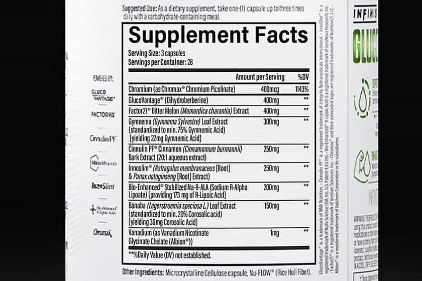 Infinis Nutrition Glucose Label