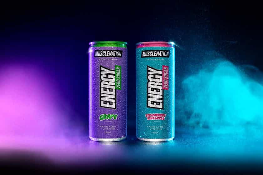 Smaller Muscle Nation Energy Drink In Grape And Strawberry