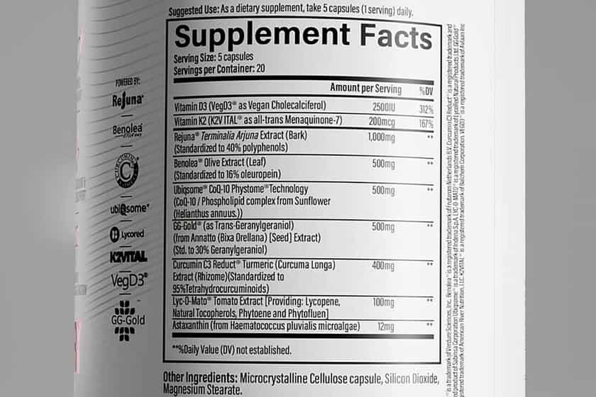 Infinis Nutrition Heart Label