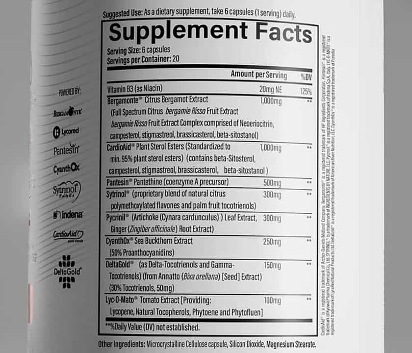 Infinis Nutrition Lipid Label
