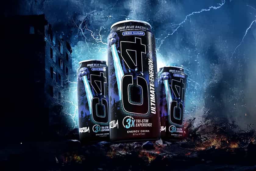 C4 Energy x Godzilla Sour Blue Razzilla C4 Ultimate Energy Drink