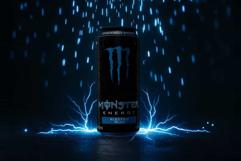 Electric Blue Monster Energy Drink