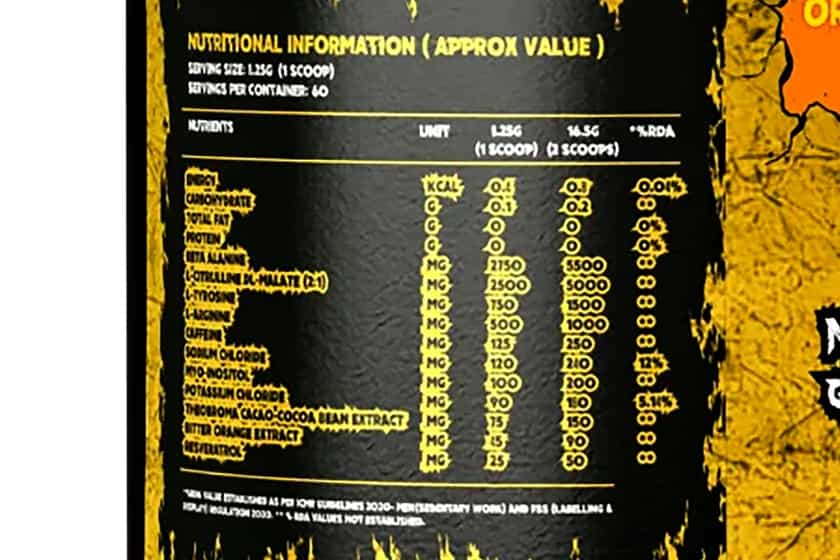 Absolute Nutrition Shrooms Label