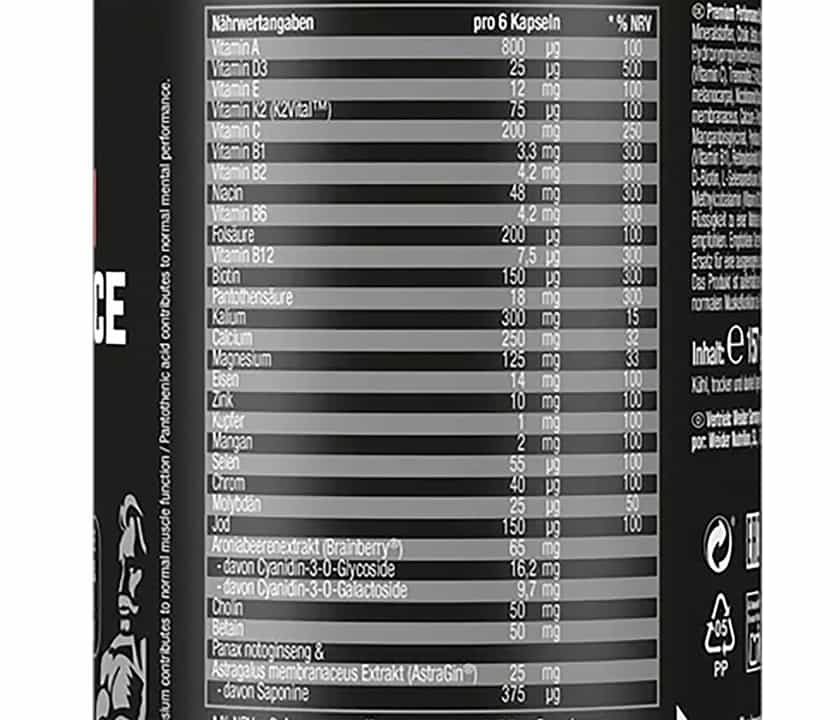 Weider Premium Performance Stack Label