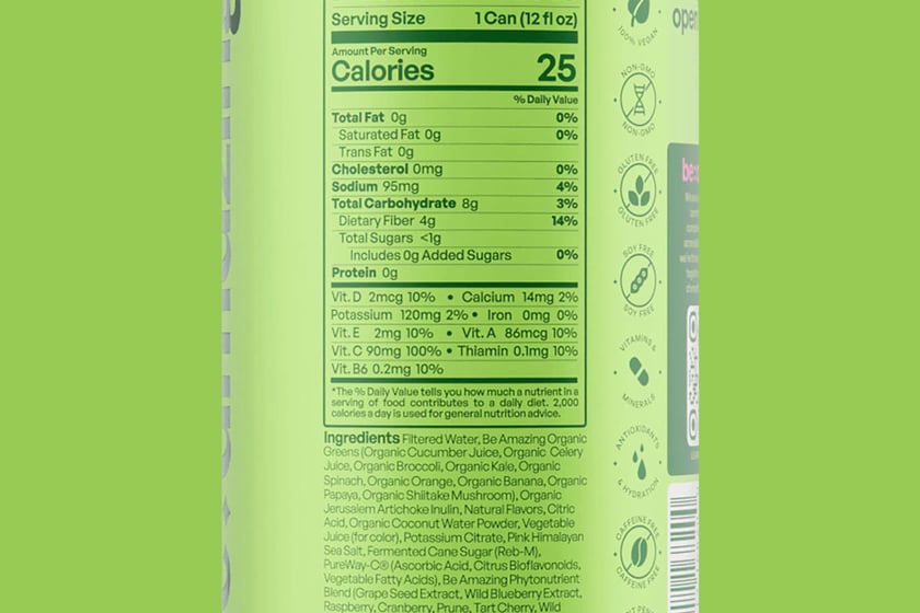 Be Amazing Greens Drink Label