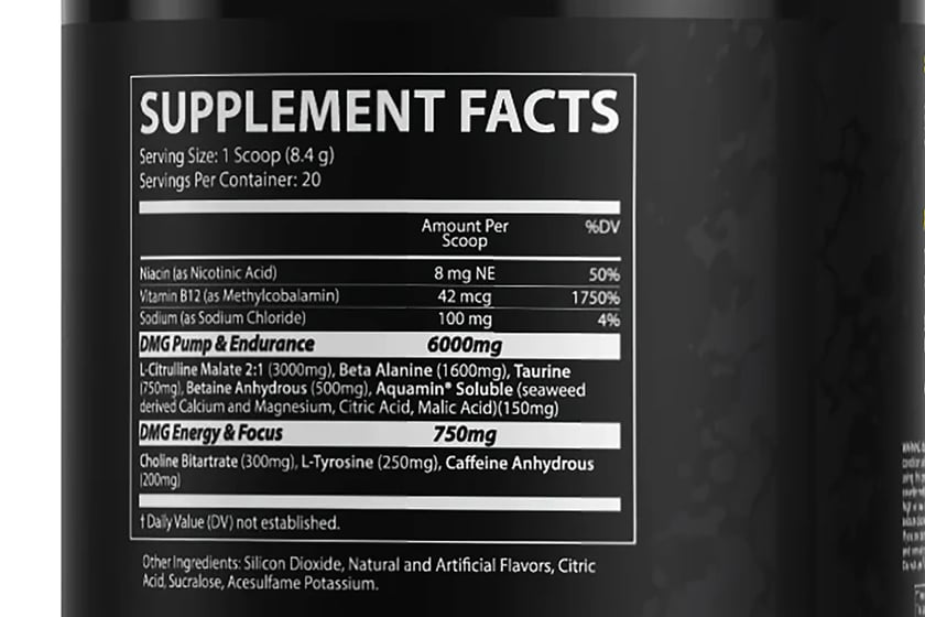 American Metabolix Dmg Pre Workout Label